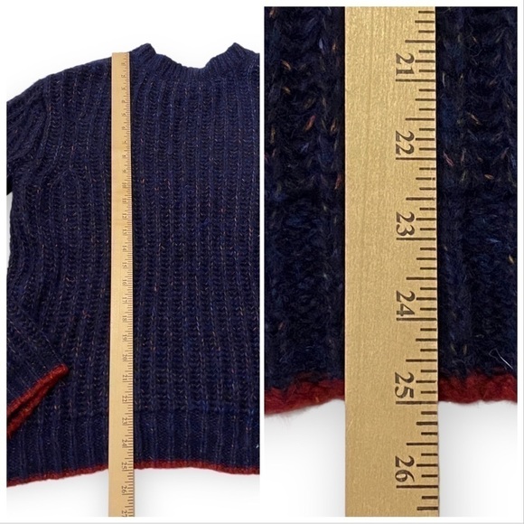 La Ligne Sweater, V neck alpaca wool sweater, Navy, Size M - Picture 12 of 15